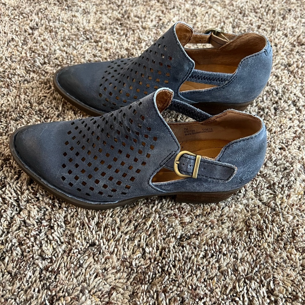 Born Women's Gray Perforated Leather Ankle Booties - Picture 3 of 9